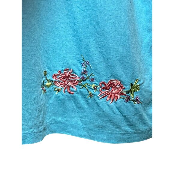 VINTAGE Ultra Dress Size 18W Blue Embroidered Floral Two-Piece Linen/Rayon Set - Picture 6 of 16